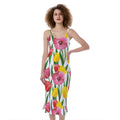 Colorful Tulip Pattern Print Slim Fit Midi Cami Dress