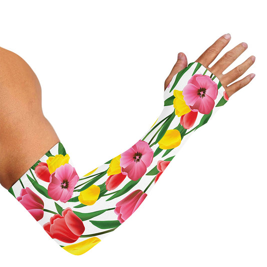 Colorful Tulip Pattern Print Sun Protection Arm Sleeves
