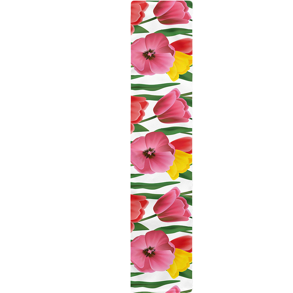 Colorful Tulip Pattern Print Table Runner