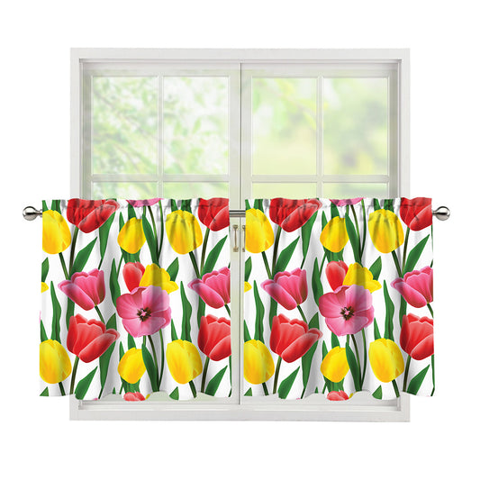 Colorful Tulip Pattern Print Tier Curtains