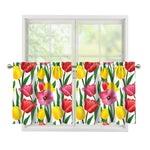 Colorful Tulip Pattern Print Tier Curtains