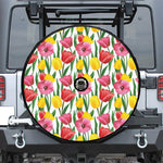 Colorful Tulip Pattern Print Tire Cover With Camera Hole