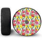 Colorful Tulip Pattern Print Tire Cover With Camera Hole