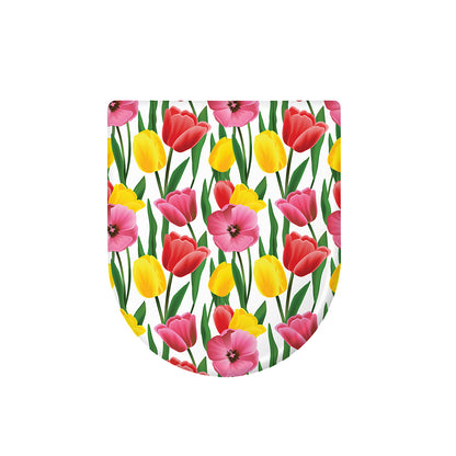 Colorful Tulip Pattern Print Toilet Lid Cover
