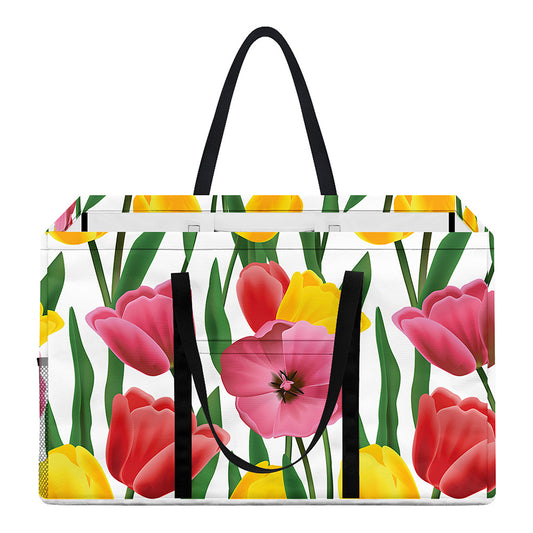 Colorful Tulip Pattern Print Utility Tote Bag