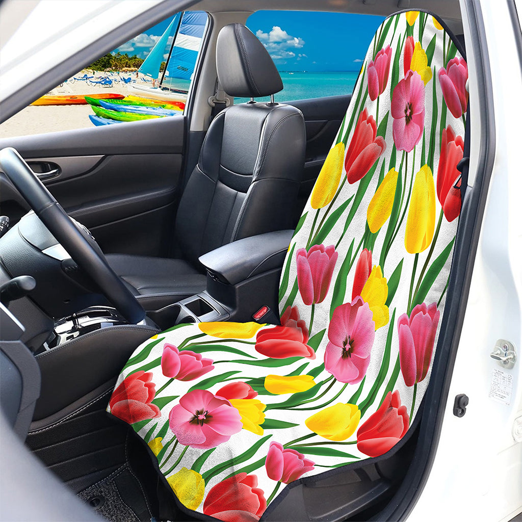 Colorful Tulip Pattern Print Waterproof Car Seat Cover