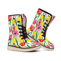 Colorful Tulip Pattern Print Winter Boots