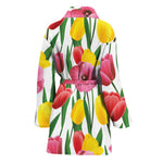 Colorful Tulip Pattern Print Women's Bathrobe