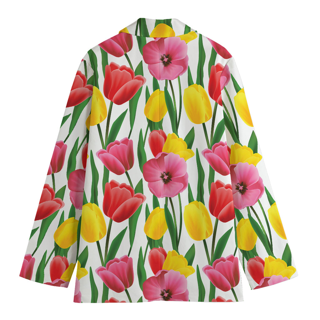 Colorful Tulip Pattern Print Women's Blazer
