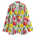 Colorful Tulip Pattern Print Women's Cotton Blazer