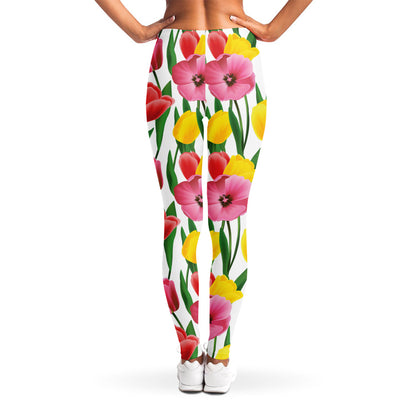Colorful Tulip Pattern Print Women's Leggings