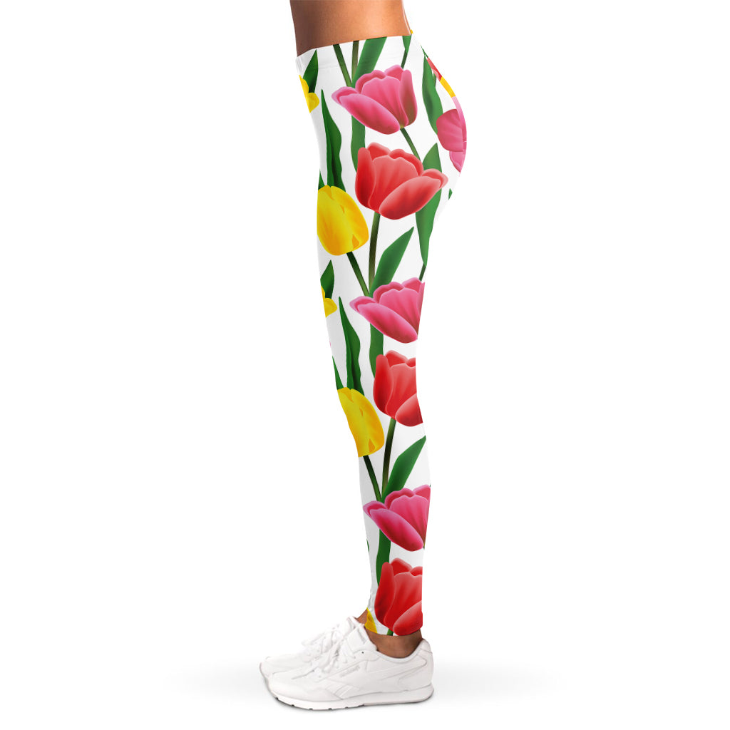 Colorful Tulip Pattern Print Women's Leggings