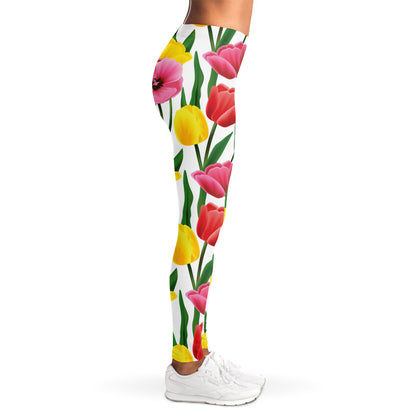 Colorful Tulip Pattern Print Women's Leggings