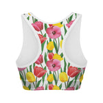 Colorful Tulip Pattern Print Women's Sports Bra
