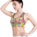 Colorful Tulip Pattern Print Women's Sports Bra