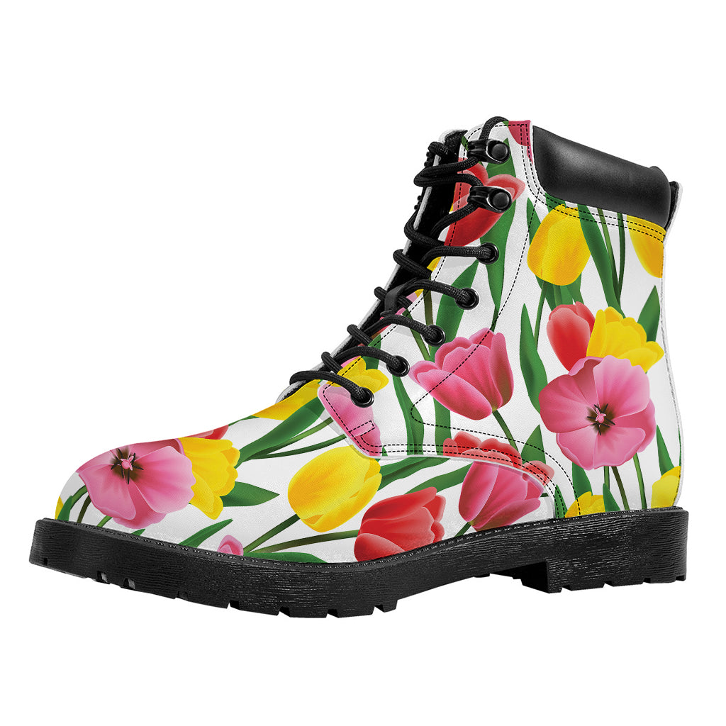 Colorful Tulip Pattern Print Work Boots