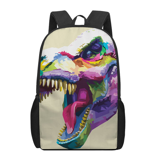 Colorful Tyrannosaurus Rex Print 17 Inch Backpack