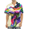 Colorful Tyrannosaurus Rex Print Aloha Shirt