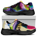 Colorful Tyrannosaurus Rex Print Black Chunky Shoes