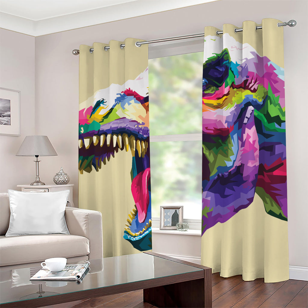 Colorful Tyrannosaurus Rex Print Blackout Grommet Curtains