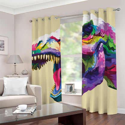 Colorful Tyrannosaurus Rex Print Blackout Grommet Curtains