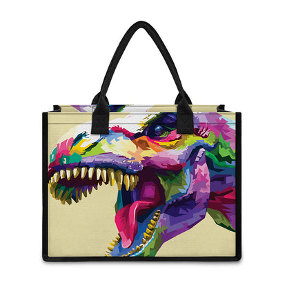 Colorful Tyrannosaurus Rex Print Canvas Tote Bag