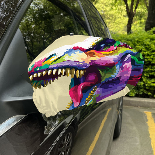 Colorful Tyrannosaurus Rex Print Car Side Mirror Covers