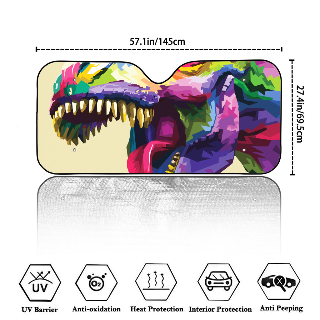 Colorful Tyrannosaurus Rex Print Car Windshield Sun Shade