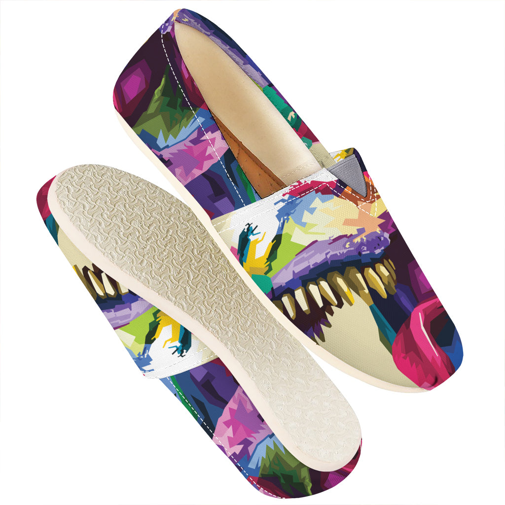 Colorful Tyrannosaurus Rex Print Casual Shoes
