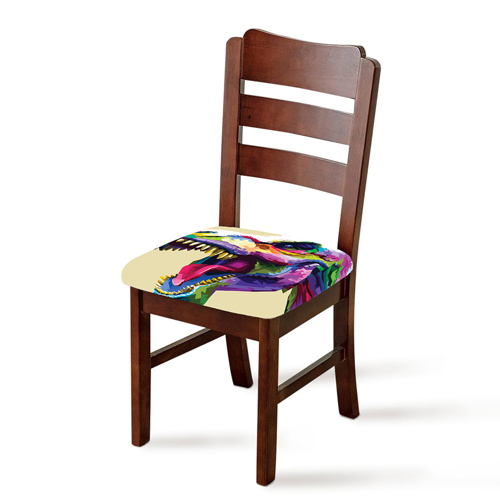 Colorful Tyrannosaurus Rex Print Chair Cushion Cover