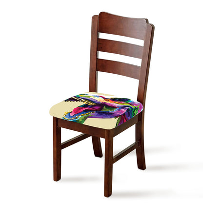 Colorful Tyrannosaurus Rex Print Chair Cushion Cover