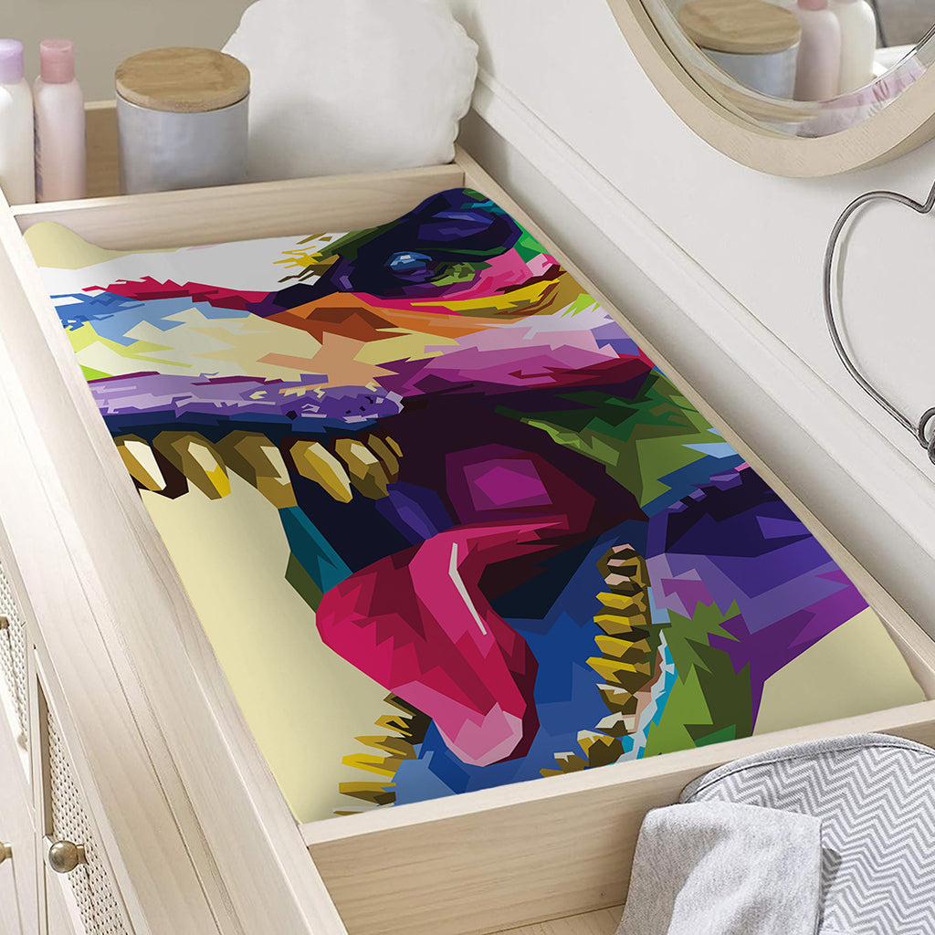 Colorful Tyrannosaurus Rex Print Changing Pad Cover