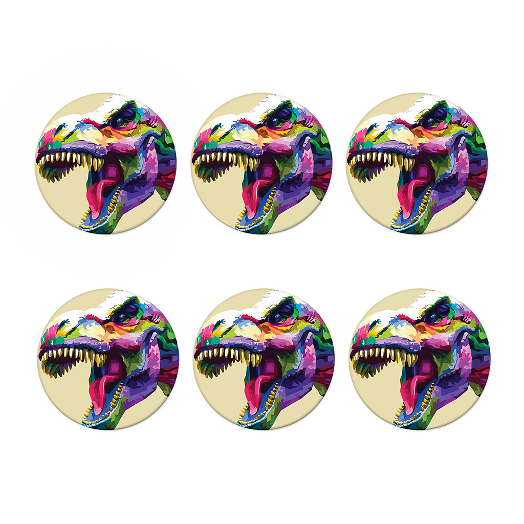Colorful Tyrannosaurus Rex Print Coaster Set