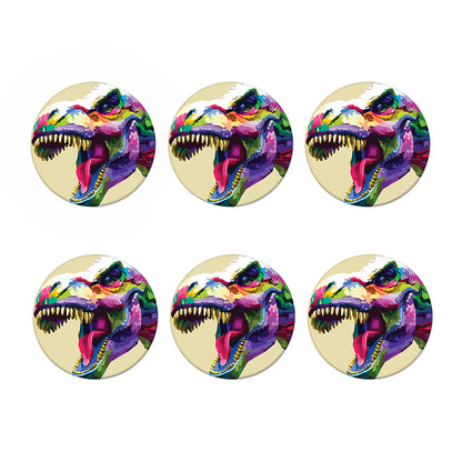 Colorful Tyrannosaurus Rex Print Coaster Set