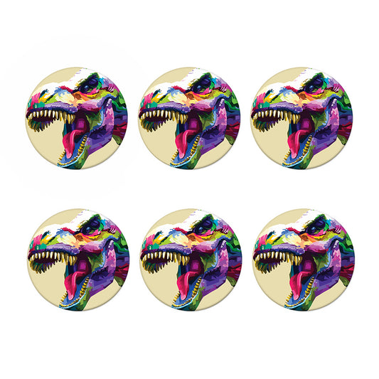 Colorful Tyrannosaurus Rex Print Coaster Set