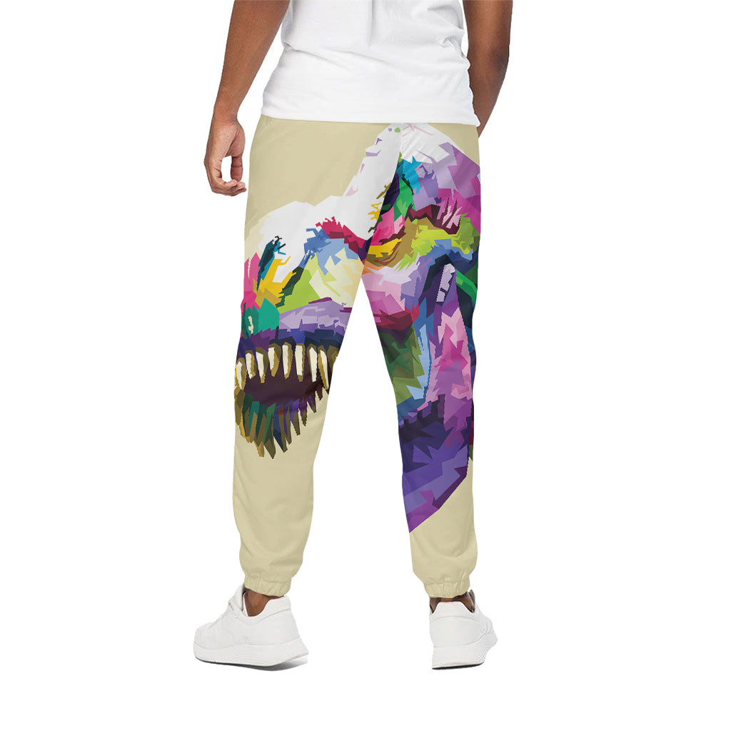 Colorful Tyrannosaurus Rex Print Cotton Pants