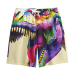 Colorful Tyrannosaurus Rex Print Cotton Shorts