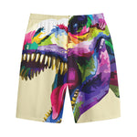 Colorful Tyrannosaurus Rex Print Cotton Shorts