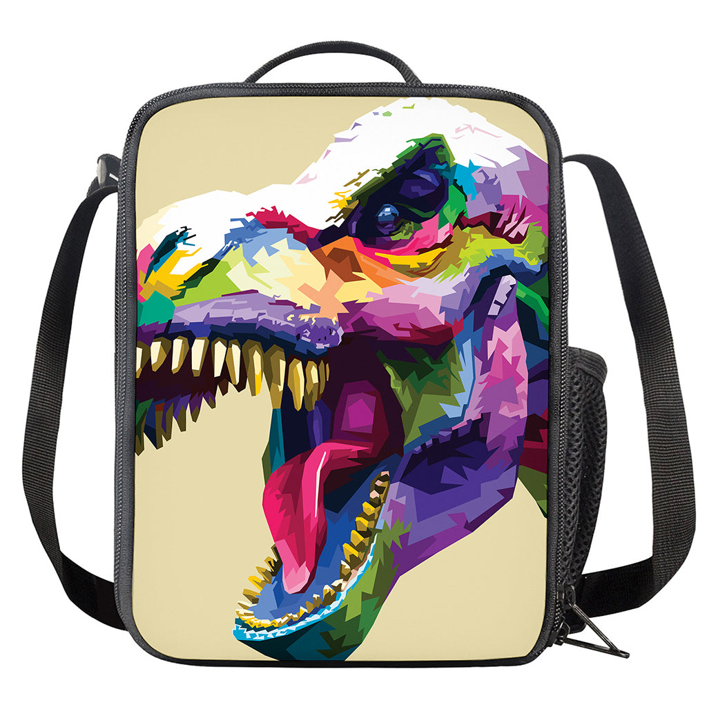 Colorful Tyrannosaurus Rex Print Crossbody Lunch Bag