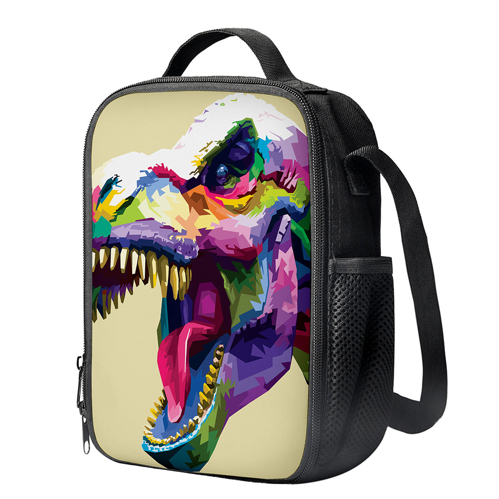 Colorful Tyrannosaurus Rex Print Crossbody Lunch Bag