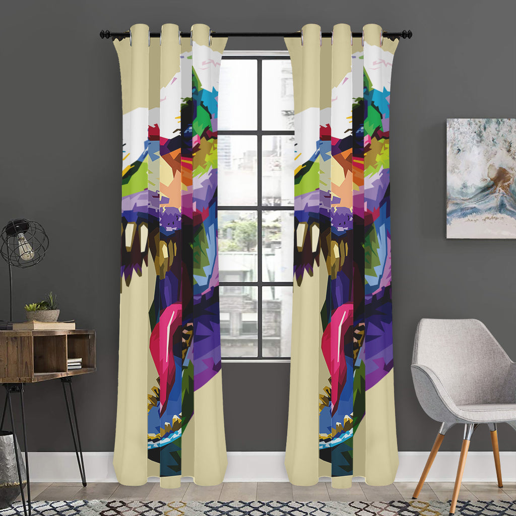 Colorful Tyrannosaurus Rex Print Curtain