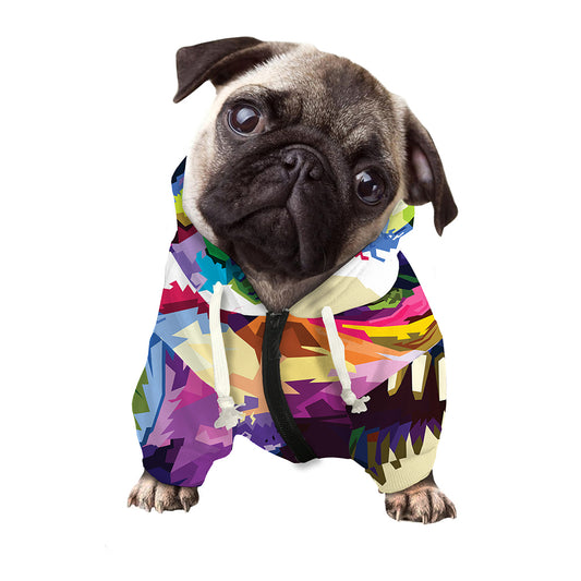Colorful Tyrannosaurus Rex Print Dog Zip Up Hoodie