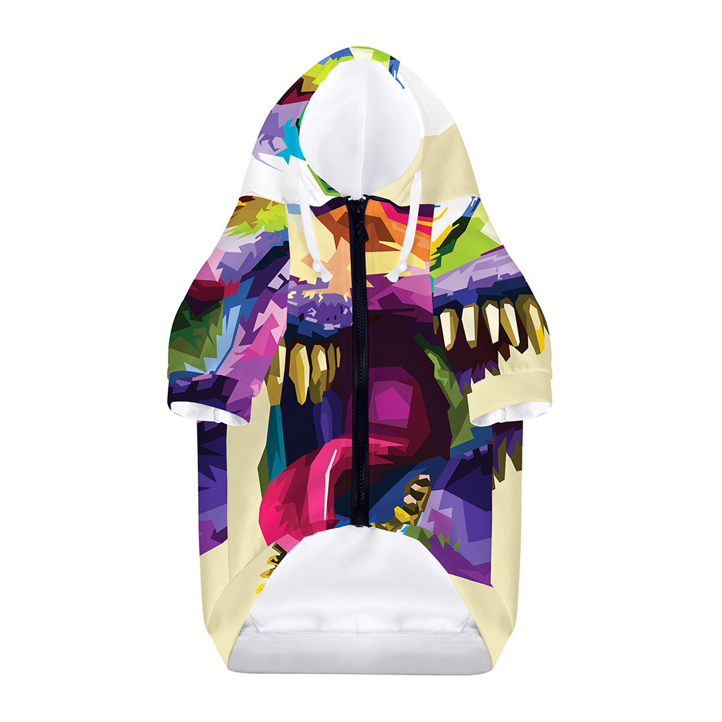 Colorful Tyrannosaurus Rex Print Dog Zip Up Hoodie