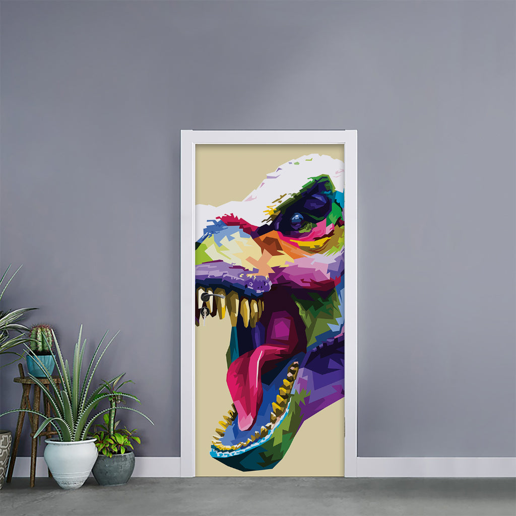 Colorful Tyrannosaurus Rex Print Door Sticker