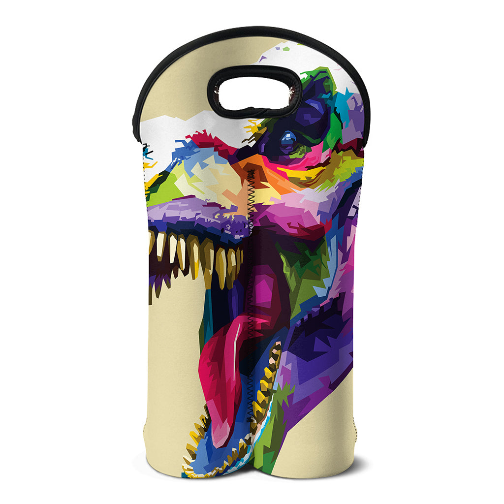 Colorful Tyrannosaurus Rex Print Double Neoprene Wine Tote