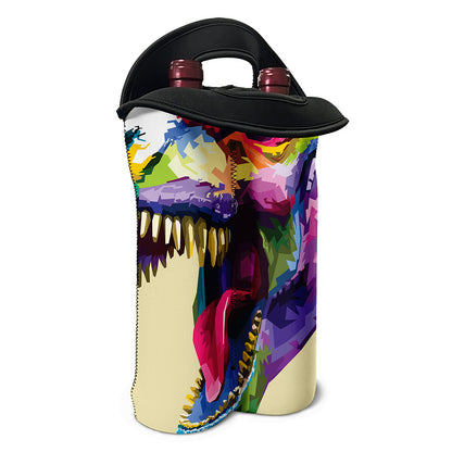Colorful Tyrannosaurus Rex Print Double Neoprene Wine Tote