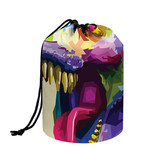 Colorful Tyrannosaurus Rex Print Drawstring Makeup Bag
