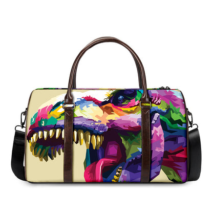 Colorful Tyrannosaurus Rex Print Duffle Bag
