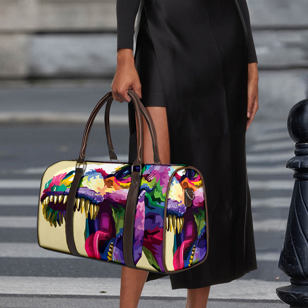Colorful Tyrannosaurus Rex Print Duffle Bag