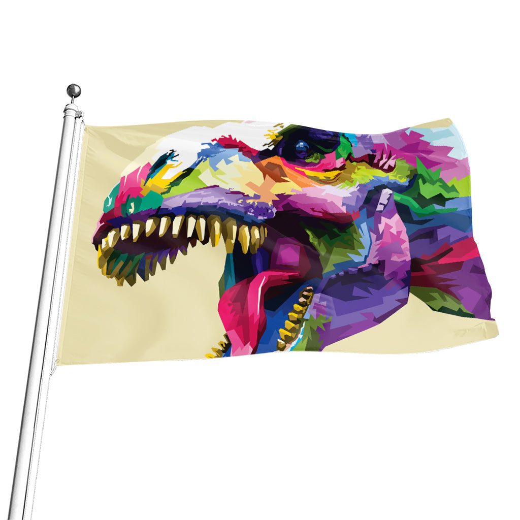 Colorful Tyrannosaurus Rex Print Flag